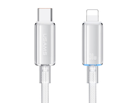 USAMS καλώδιο Lightning σε USB-C US-SJ659, 30W, 480Mbps, 1.2m, λευκό