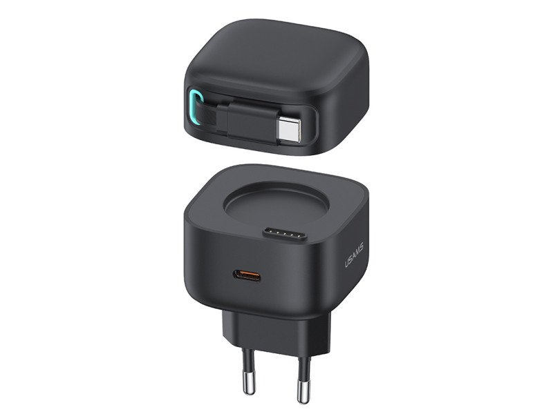 USAMS φορτιστής τοίχου US-CC202 με καλώδιο USB-C, USB-C, 35W GaN, μαύρος