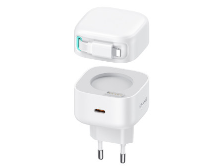 USAMS φορτιστής τοίχου US-CC209 καλώδιο Lightning, USB-C 35W GaN, λευκός