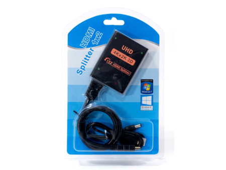 POWERTECH HDMI splitter CAB-H156, 2 σε 1, 4K/60Hz, HDR/HDCP, 50cm, μαύρο