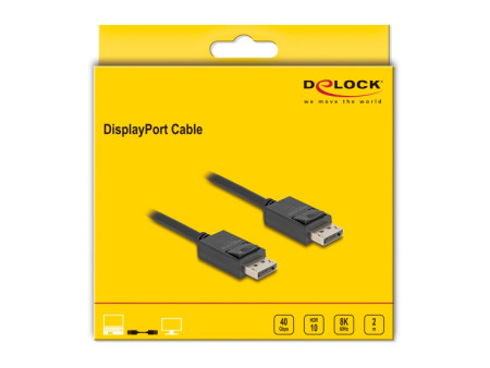 DELOCK καλώδιο DisplayPort 2.1 80493 8K/60Hz 4K/120Hz 40 Gbps, 2m, μαύρο