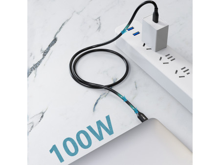 CABLETIME καλώδιο USB-C CT-CM100, 100W PD, 480Mbps, 1m, μαύρο