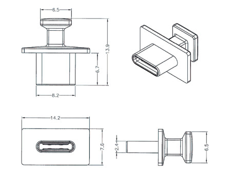 DELOCK κάλυμμα προστασίας για θύρα USB-C 64015 με λαβή, μαύρο, 10τμχ