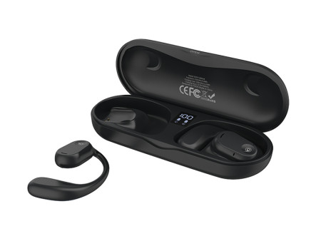 CELEBRAT earphones με θήκη φόρτισης W29, Open Wearable Stereo, μαύρα