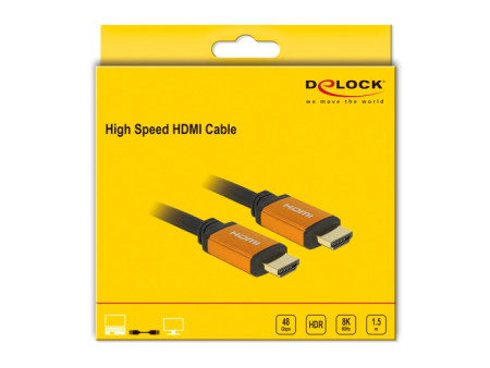 DELOCK καλώδιο HDMI 85728, 8K/60Hz, 48 Gbps, eARC, HDR, 1.5m, μαύρο