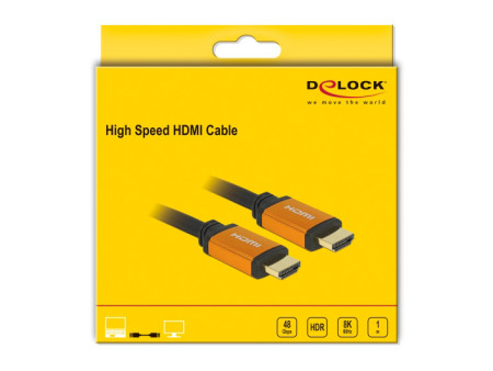 DELOCK καλώδιο HDMI 85727, 8K/60Hz, 48 Gbps, eARC, HDR, 1m, μαύρο