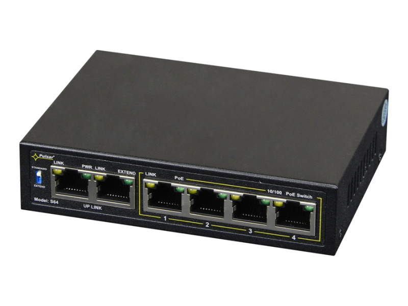 PULSAR PoE Ethernet Switch S64, 6x ports 10/100Mb/s