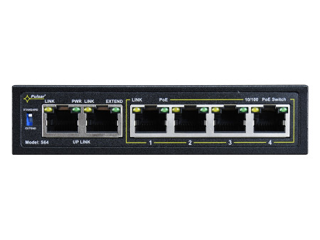 PULSAR PoE Ethernet Switch S64, 6x ports 10/100Mb/s