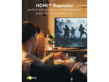 GOOBAY HDMI repeater 58491, 4K/30Hz έως 30m, 1080p 3D έως 40m, μαύρο