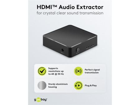 GOOBAY HDMI audio extractor 58469, 4K/30Hz, μαύρο