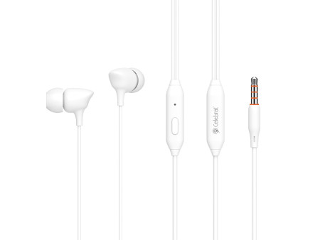 CELEBRAT earphones με μικρόφωνο G7, 3.5mm σύνδεση, Φ10mm, 1.2m, λευκά