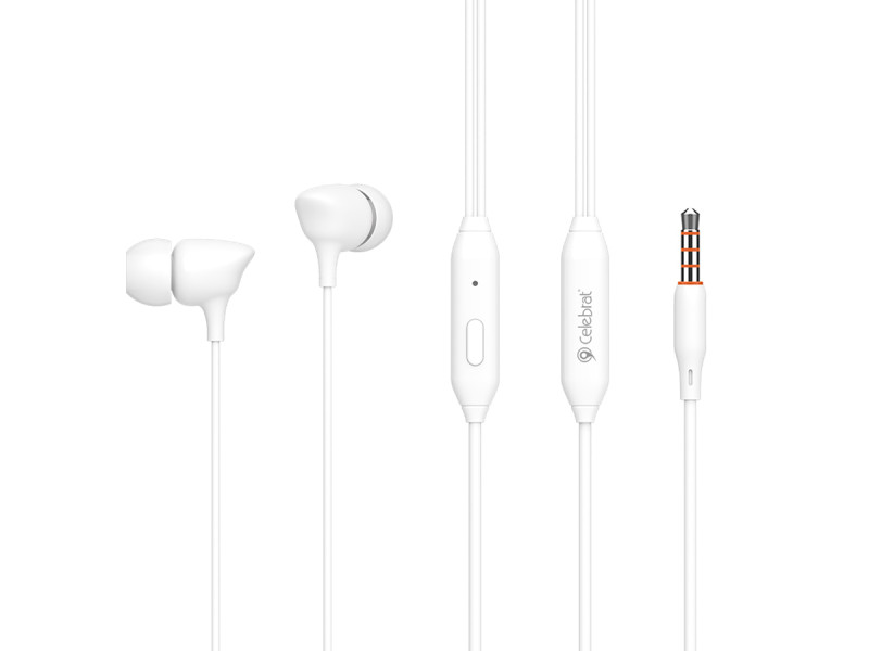 CELEBRAT earphones με μικρόφωνο G7, 3.5mm σύνδεση, Φ10mm, 1.2m, λευκά