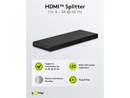 GOOBAY HDMI splitter 58483, 4 σε 1, 4K/60Hz, μαύρο