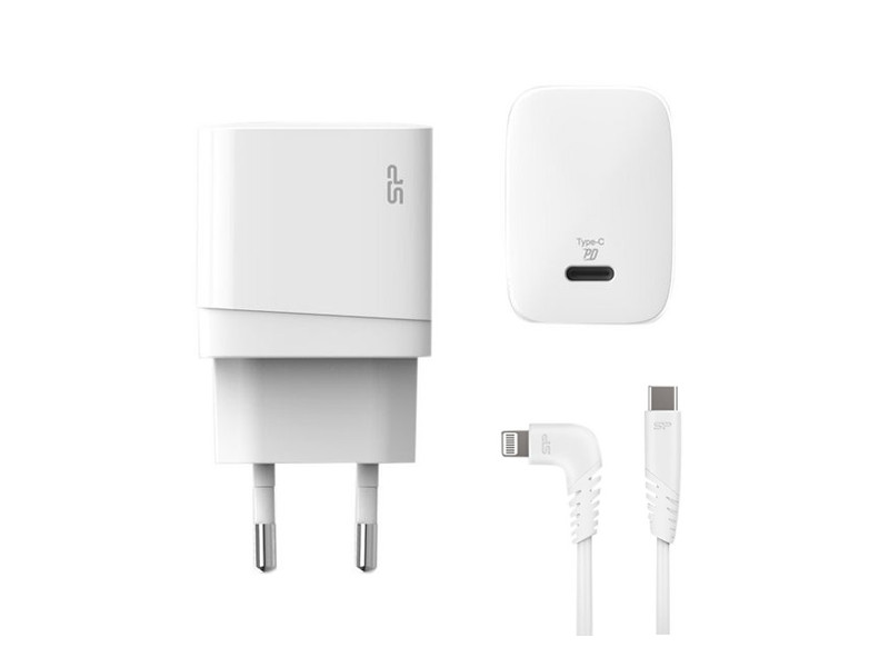 SILICON POWER φορτιστής τοίχου QM10 με καλώδιο, USB-C, 18W, MFi, λευκός