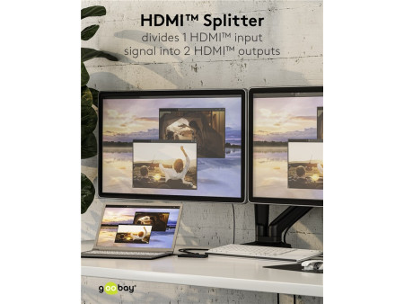 GOOBAY HDMI splitter 58481, 1-in σε 2-out, 4K/60Hz, μαύρο