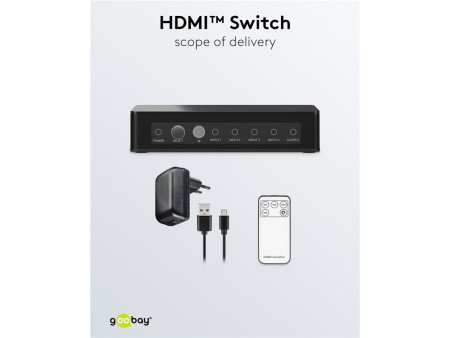 GOOBAY HDMI switch 58489 με τηλεχειριστήριο, 4 σε 1, 4K/60Hz, μαύρο