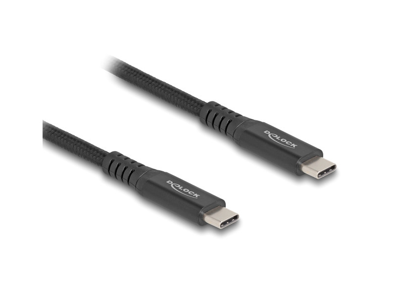 DELOCK καλώδιο USB-C 80023, 100W, 20 Gbps, 0.5m, USB4, E-Marker, μαύρο