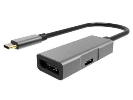 POWERTECH αντάπτορας USB-C σε DisplayPort PTH-054, 65W PD, 4K, γκρι