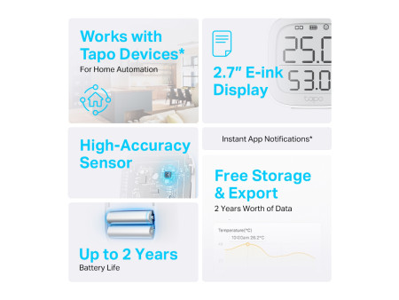 TP-LINK smart θερμόμετρο & υγρασιόμετρο Tapo T315, -20~60 °C, Ver 1.0