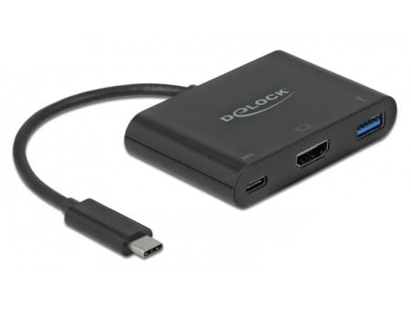 DELOCK docking station 64091, 3 θυρών, USB-C σύνδεση, 60W PD, 4K, μαύρο