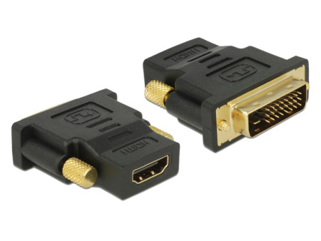 DELOCK αντάπτορας DVI 24+1 σε HDMI 65466, 4K, gold-plated, μαύρος