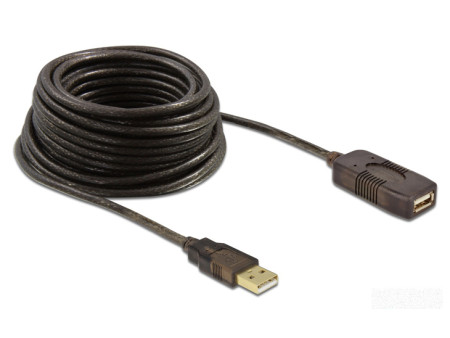 DELOCK καλώδιο USB 2.0 αρσενικό σε θηλυκό 82308, active, 5m, μαύρο