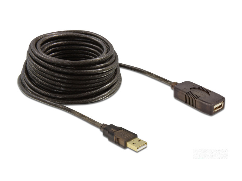 DELOCK καλώδιο USB 2.0 αρσενικό σε θηλυκό 82308, active, 5m, μαύρο