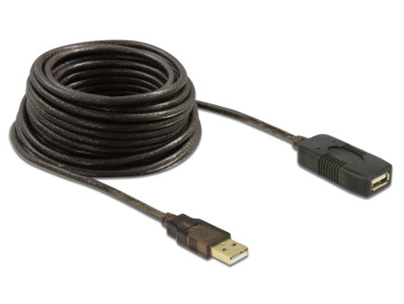 DELOCK καλώδιο USB 2.0 αρσενικό σε θηλυκό 82446, active, 10m, μαύρο