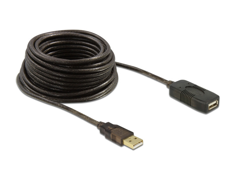 DELOCK καλώδιο USB 2.0 αρσενικό σε θηλυκό 82446, active, 10m, μαύρο