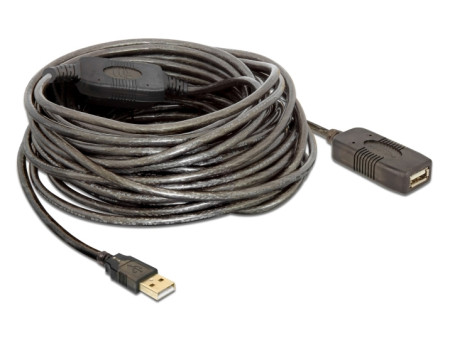 DELOCK καλώδιο USB 2.0 αρσενικό σε θηλυκό 82689, active, 15m, μαύρο