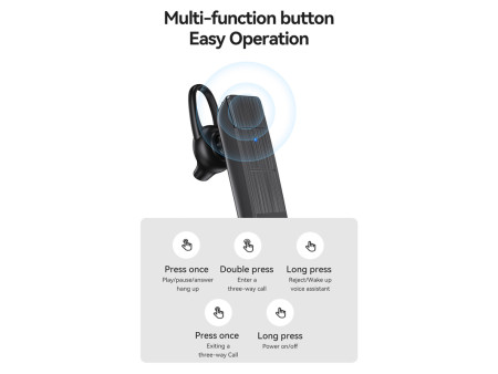 USAMS Bluetooth μονό earphone USAMS-BT2, 100mAh, 3-way κλήσεις, μαύρο