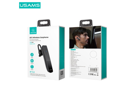 USAMS Bluetooth μονό earphone USAMS-BT2, 100mAh, 3-way κλήσεις, μαύρο