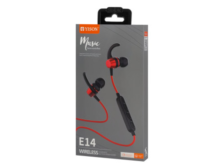 YISON earphones E14 με μαγνήτη, Bluetooth, 10mm, 65mAh, κόκκινα