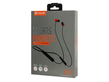 YISON earphones E19 με μαγνήτη, Bluetooth, 10mm, 130mAh, κόκκινα