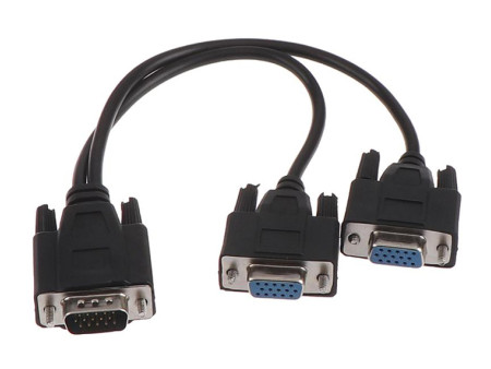 POWERTECH VGA splitter CAB-G039, 2 σε 1, HD, 0.20m, μαύρο