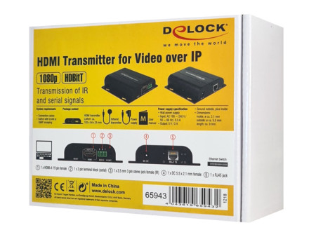 DELOCK HDMI video extender 65943 μέσω καλωδίου RJ45, 1080p, HDBitT, 100m