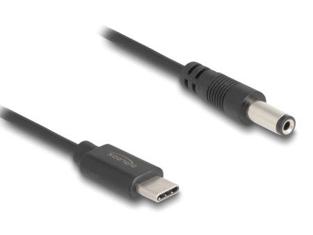 DELOCK καλώδιο USB-C σε DC 5.5 x 2.1mm 85397, 1m, μαύρο