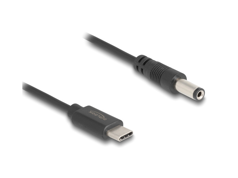 DELOCK καλώδιο USB-C σε DC 5.5 x 2.1mm 85397, 1m, μαύρο