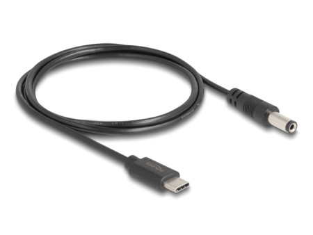 DELOCK καλώδιο USB-C σε DC 5.5 x 2.1mm 85397, 1m, μαύρο