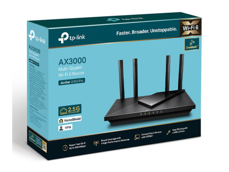 TP-LINK Router Archer AX55 Pro, WiFi 6, 3Gbps AX3000, Dual Band, V.1.0