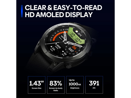 ZEBLAZE smartwatch Stratos 3 Pro, heart rate, 1.43" AMOLED, GPS, μαύρο