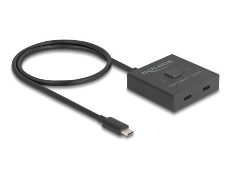 DELOCK USB-C switch 18911, 2 σε 1 bidirectional, 10Gbps, 8K, 100W, μαύρο