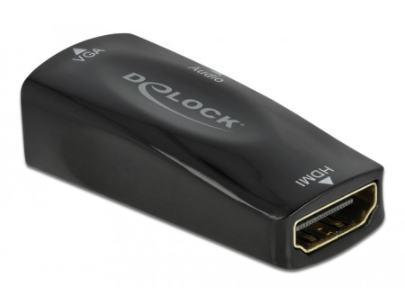 DELOCK αντάπτορας HDMI σε VGA 66560, με audio, 1080p/60Hz, μαύρος