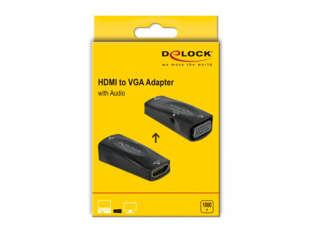 DELOCK αντάπτορας HDMI σε VGA 66560, με audio, 1080p/60Hz, μαύρος