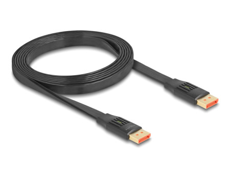 DELOCK καλώδιο DisplayPort 81006, flat, 8K/60Hz 32.4 Gbps HDR, 2m, μαύρο