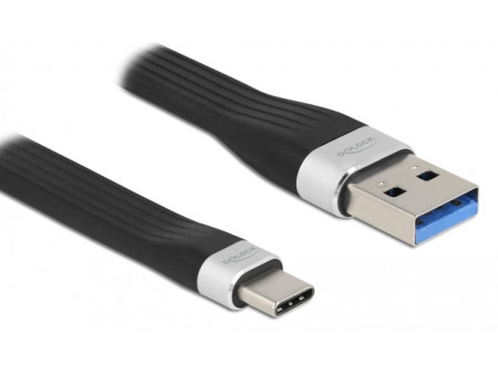 DELOCK καλώδιο USB 3.2 σε USB-C 85771, 15W, 5Gbps, FPC, 13.5cm, μαύρο