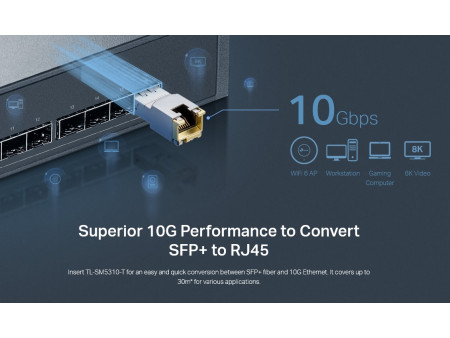 TP-LINK 10G BASE-T RJ45 SFP+ Module TL-SM5310-T, έως 30m, Ver. 1.0