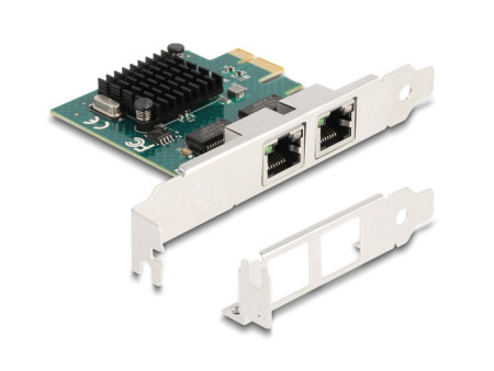 DELOCK κάρτα επέκτασης PCIe x1 σε 2x RJ45 Gigabit 88205, 1000Mbps