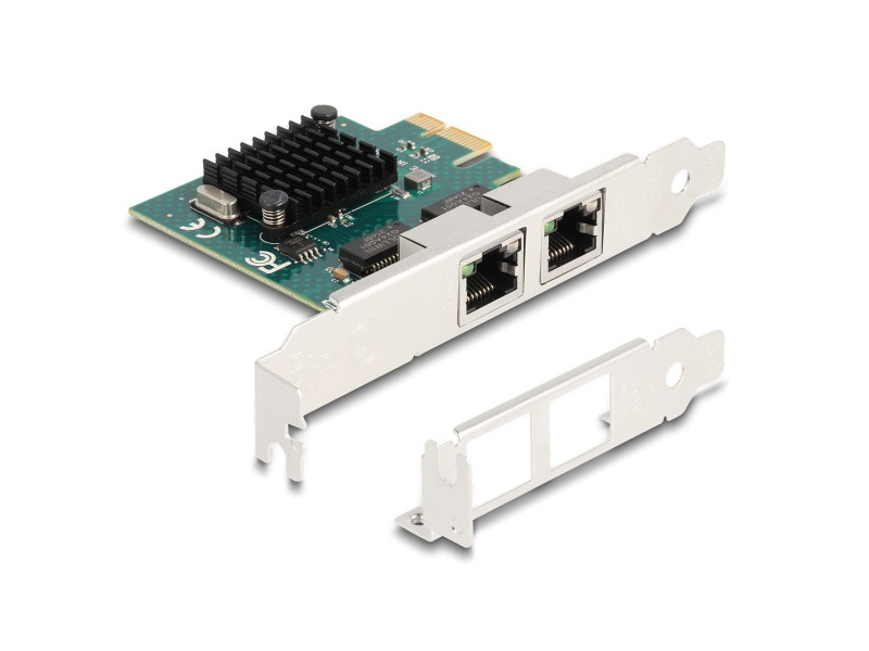 DELOCK κάρτα επέκτασης PCIe x1 σε 2x RJ45 Gigabit 88205, 1000Mbps