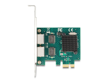 DELOCK κάρτα επέκτασης PCIe x1 σε 2x RJ45 Gigabit 88205, 1000Mbps